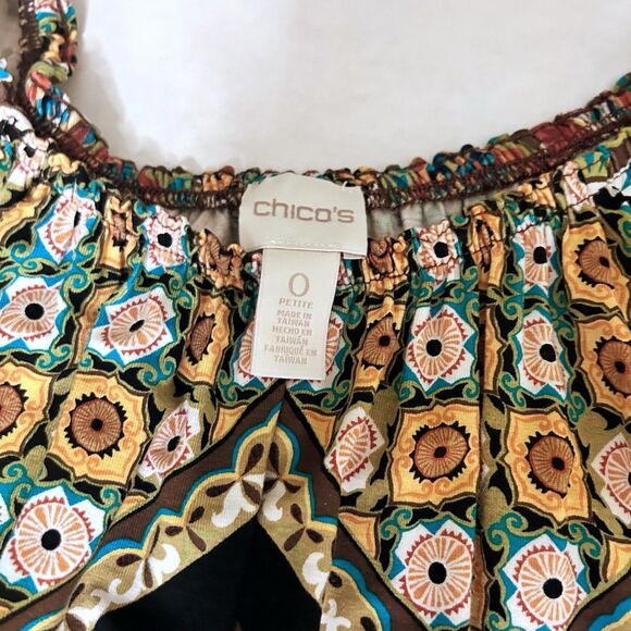 Chico’s Women’s Boho Flared Tied Sleeve Size 0 Top Can Be Worn Off Shoulder - Picture 4 of 11
